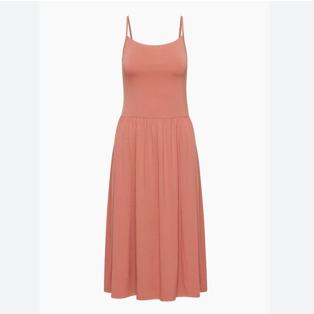 Aritzia Wilfred Stabat Scoop Neck Midi Dress Earthen Red Size Medium